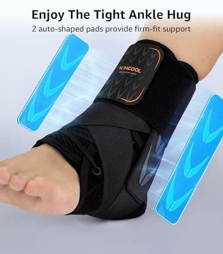 WHCOOL Slim-Fit Ankle Brace for Sprained Ankle, Quick Lace Up Ankle Support for Women Men with 2 Auto-Shaped Pads, Air Fabric Cool Ankle Stabilizer for Injury Recover, Running,Sports,XS(9.6”-10”)