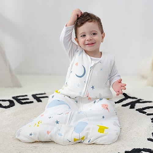 Mosebears Sleep Sack Baby Winter Wearable Blanket with 2-Way Zipper,2.5 TOG Cotton Sleep Sack Unisex (White Animal, 0-6 Months) — view 2