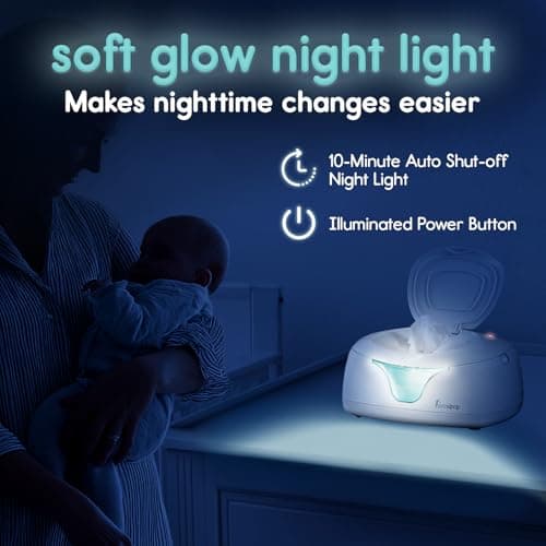 Hiccapop Baby Wipe Warmer and Baby Wet Wipes Dispenser | Baby Wipes Warmer for Babies | Diaper Wipe Warmer with Changing Light, White — view 3