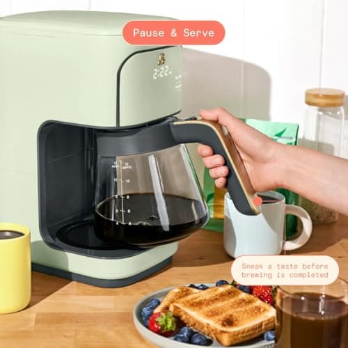 12 Cup Programmable Coffee Maker, 24 Hour Auto Brew, Touch Display, Bold Strength Control, Glass Carafe, Reusable Filter, Auto Shut Off (Sage Green) — view 3