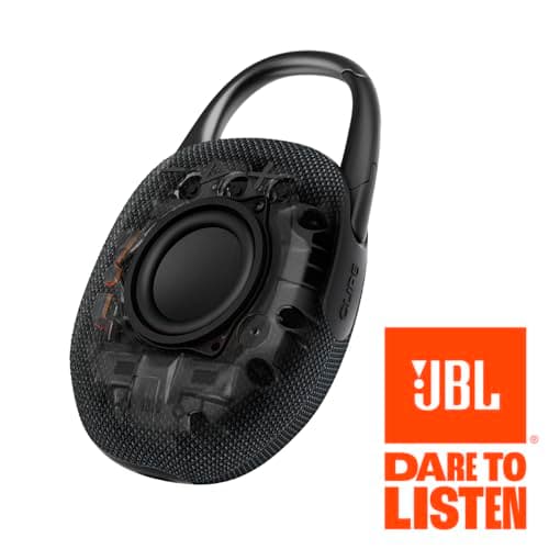 JBL Clip 5 - Ultra-Portable, Waterproof & Dustproof Bluetooth Speaker, Big JBL Pro Sound with Punchy bass, Integrated Carabiner, Up to 12 Hours of Play, Made in Part with Recycled Materials (Black) — view 6