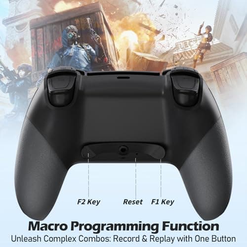 CHEREEKI Wireless Controller for PS4 with 2 Macro Buttons, Motion Sensors, Dual Vibration, Built-in Speaker and Turbo Function, Gamepad Joystick for PS-4, Compatible with PS-4, Slim, Pro