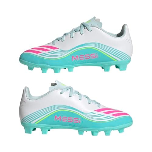 adidas Unisex-Kids F50 Messi Club Firm Ground/Multi Ground J, White/Lucid Pink/Flash Aqua, 13 — view 7