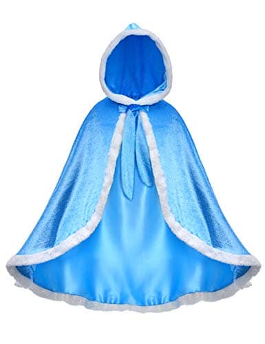 Party Chili Fur Princess Hooded Cape Cloaks Costume for Girls Dress Up Blue 4-5 Years(120cm) — view 2