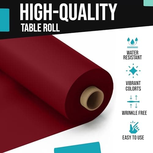 Premium Quality Plastic Table Cover Banquet Rolls 40" X 300' (Burgundy) - Exquisite — view 3