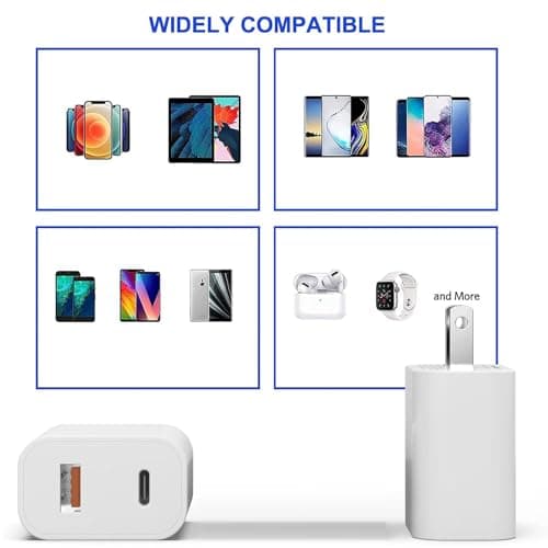 4 Pack USB C Charger Block,20W USB-C & USB-A Port Charger，for i Phone 17/16/15/14/13/12/11/X/8, i Pad and More — view 4