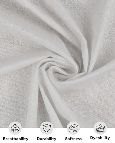 HOTGODEN Light Weight 100% Cotton Muslin Fabric: 59 inch x 2,5,10 Yards Bleached Muslin Linen Fabric Material for Sewing Material Apparel Cloth