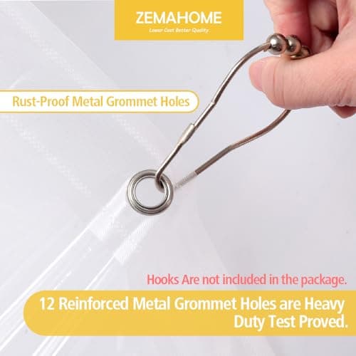 ZEMAHOME Clear PEVA Plastic Shower Curtain Liner Premium Light Weight 72" x 72" Transparent Bathroom Shower Showroom Curtain Liner with Rustproof Metal Gromments and Weighted Magnet — view 3