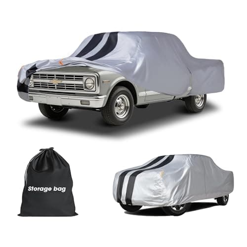Chevy C10 Truck Cover Custom Fit 1960-1987 Regular Cab Short Bed(6.5') with Door Zipper, 10 Layers Outdoor Heavy Pickup Truck Cover Waterproof All Weather, Wind Dust Sun Protector.