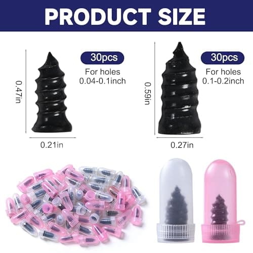 90 Pcs Tire Repair Screws, Tire Patch Kit, Screw in Tire Plugs,Quick Tool Tire Plugs, Self-Service Tire Repair Rubber Nail Kit for Patching Punctures in Vacuum Tires of Cars, Motorcycles (90)