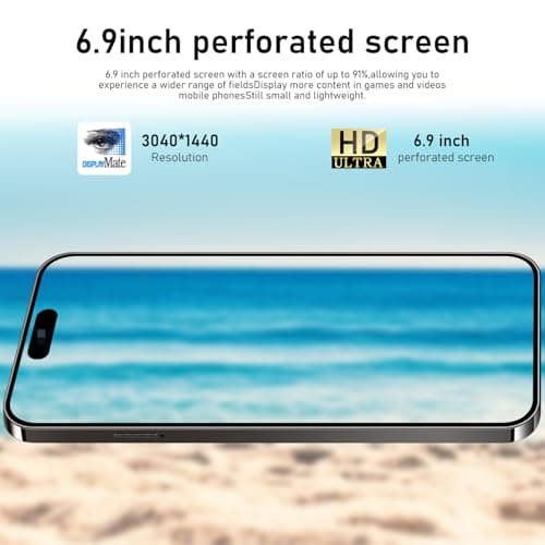 16PROMA X Unlocked Smartphone 6.9" HD Screen 6+256GB Smartphone with 128G Memory Card New System 6800mAh Long Battery Dual SIM/Fingerprint Lock/Face ID/GPS (Black) — view 5