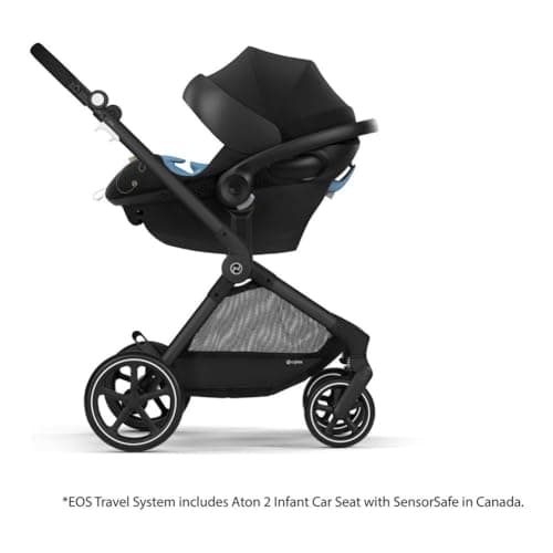Cybex EOS 5-in-1 Travel Stroller + Aton 2 Infant Car Seat with SensorSafe & Load Leg – Converts from Carriage to Reversible Toddler Seat, Travel System Ready, Lightweight & Comfortable, Black/Black — view 4