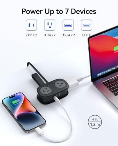 Cruise Approved Travel Power Strip, ORICO 4 Outlets 3 USB Ports (1 USB C) with 4FT Wrapped Short Extension Cord Small Power Strip, Compact for Hotel Travel Essentials ETL Listed-AP3 — view 6