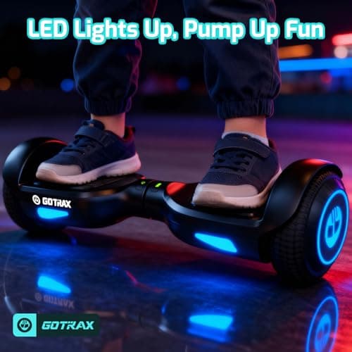 Gotrax Edge Hoverboard with 6.5" LED Wheels & Headlight, Max 6.4km Range & 10km/h Power by Dual 200W Motor, UL2272 Certified and 50.4Wh Battery Self Balancing Scooters for 44-176lbs Kids Adults(Black) — view 4