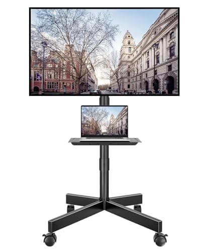 BONTEC Mobile TV Stand with Tilt Function, Rolling TV Cart for 23"-60" TVs