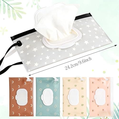 5-Pack Portable Wipes Case, Refillable Travel Wipes Holder with Lid - Boho Style EVA Dispenser for On-The-Go, Multicolor