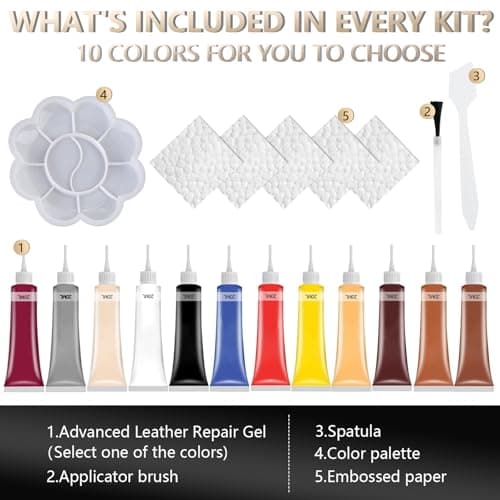 2026 New Advanced Leather Repair Gel, Multifunctional Leather Repair Kit for Car Seat Vinyl Repair Kit, Professional Leather Repair Coloured Cream Gel, Couch and Jacket Repair Kit (Black)