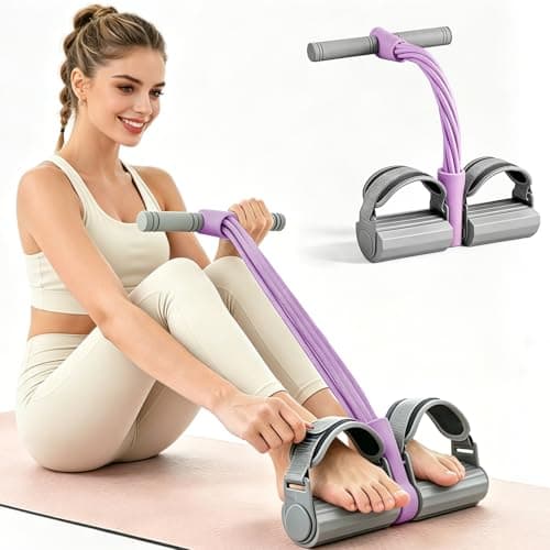 Rantuia Resistance Bands with Handles, Adjustable Foot Pedal Resistance Band, 6-Tubes Pure Natural Rubber Pedal Resistance Band, Foot Pedal Resistance Band Suitable for Abdomen, Hands, Legs and Arms