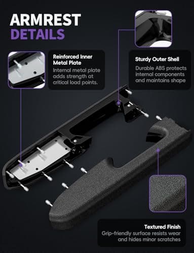 Skylarion 22818465 Front Left Driver Side Armrest Repair Kit for Chevy Silverado/GMC Sierra 1500 2500HD 3500HD 2010-2014, Fits Door Panel Release Handle Below Armrest, Reinforced Metal Bracket, Black — view 4
