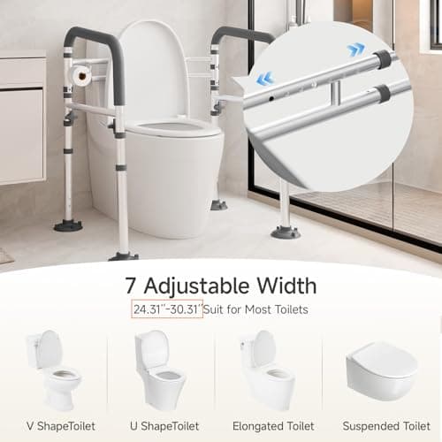 Loyoda Toilet Safety Frame for Seniors, Adjustable Toilet Safety Rail — view 3