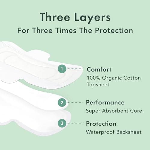 Rael Organic Cotton Cover Pads - Regular Absorbency, Unscented, Ultra Thin Pads with Wings for Women (56 Total) — view 2