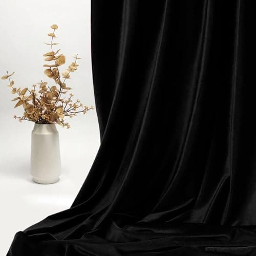 KKJIAF Black Stretch Velvet Fabric 60 Inch Wide, 1 Yard Soft Stretchy Fabric for Sewing Clothes, Apparel, Costume, Crafts - 90% Polyester 10% Spandex — view 3