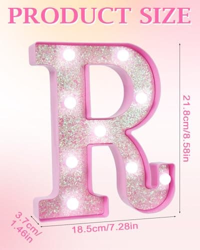 LED Marquee Light Up Letters(R)– Light Up Number Sign for Birthday Party,Girls Room Table Decor, Marquee Numbers with Warm Pink Glow, Battery Operated Pink Digits, 8.6 IN