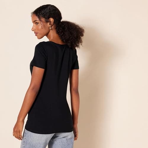 Amazon Essentials Women's 2-Pack Short-Sleeve Crewneck Solid T-Shirt Shirt, -black, Medium — view 3
