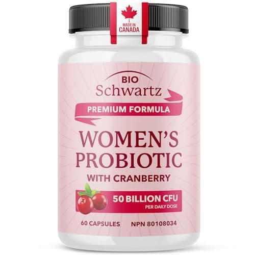 Womens Probiotic with Cranberry | 50 Billion CFU for Gut Health, Bloating Relief & Digestive Support | With Cranberry for Vaginal Health | Gut Health Supplements for Women | Made in Canada | 60 Ct.