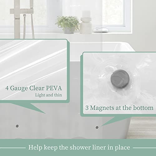 Mrs Awesome Clear Shower Curtain Liner with 3 Magnets, 72x72 Premium Flexible Sturdy Plastic Shower Curtain for Bathroom Lightweight, Waterproof, Clear — view 4
