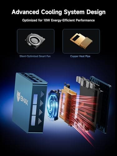 Bmax Mini PC B1 Plus, Intel Celeron J3355 (Up to 2.5GHz), 6GB RAM 128GB eMMC Support M.2 SSD Expansion (512GB/2TB), 4K Dual Display 2.4G/5G WiFi & BT5.0 Mini Desktop Computer for Home/Office — view 5