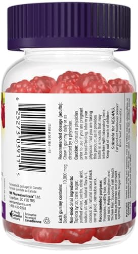 Webber Naturals Biotin Extra Strength Gummy, 10,000 mcg of Biotin Per Gummy, 30 Gummies, Supports Healthy Hair, Skin & Nails, Vegan — view 7