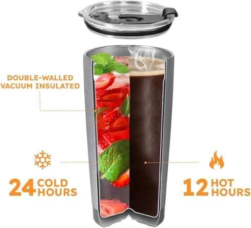 64HYDRO 20oz Snow Wolf Tumbler, Gifts for Wolves Lovers, Coffee Tumbler for Men, Women, Stainless Steel Double Wall Vacuum Insulated Coffee Mug, Travel Cup with Lid — view 7