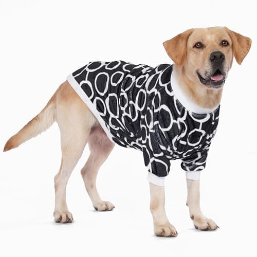 LovinPet Large Dog Flannel Coat, Warm Dog Winter Coat with Front Sleeves and Hook-and-Loop Closure, Cozy Full-Coverage Layer for Chilly Short-Hair Dogs, Freehand Black White Prints, XL — view 8