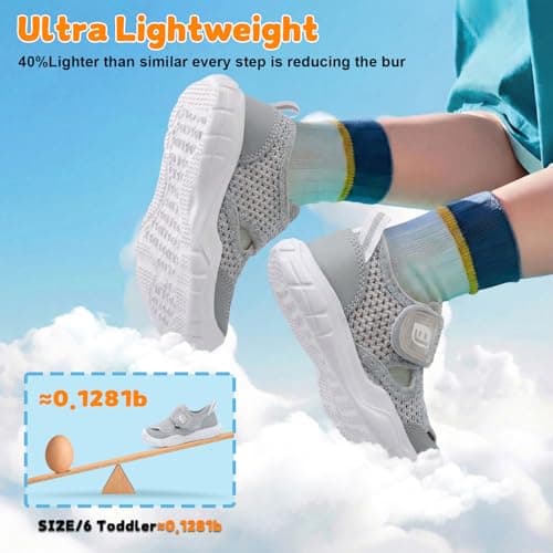 JOINFREE Barefoot Toddler Shoes with Wide Fit Quick-Dry Water Shoes with Flexible Sole and Non-Slip Outsole for Boys & Girls Light Grey Size 6 — view 7