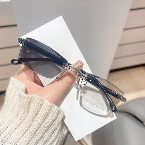 Smart Zoom Reading Glasses Distance&Near Progressive Multi-focus, Frameless Self Adjusting Glasses Far and Near (Gold) — view 5