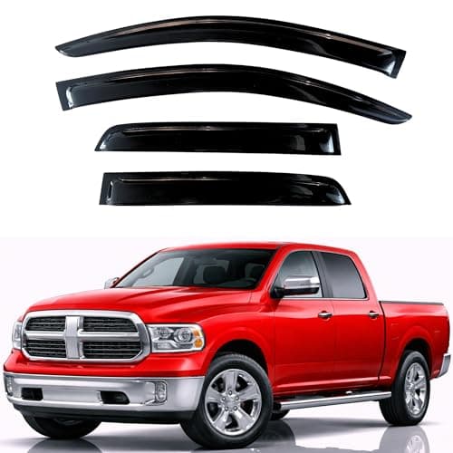 KPY Rain Guards Fit for 2009-2018 RAM 1500 Crew Cab, Out-Channel Window Visors Vent Deflectors 4PC, Truck Accessories for 2019-2024 RAM 1500 Classic, 2010-2025 RAM 2500 3500 (Mega & Crew Cab)