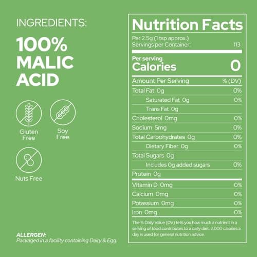 Malic Acid Powder by Plant of Life, Pure, Food Grade, Multi-Use Natural Sour Agent for Food, Drink, Candies, and pH. (2lbs (907g)) — view 2