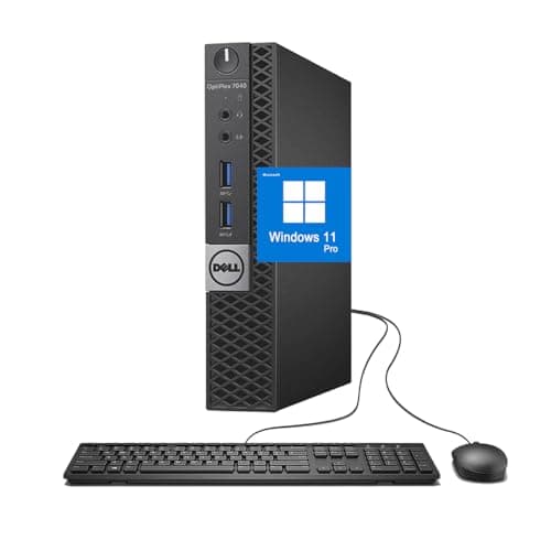 Dell Optiplex 7040 mini PC Desktop, Windows 11 Tiny Computer, Intel Core i5-6500T, 8GB RAM, 256GB SSD, RGB Keyboard, 4K Support (Renewed)