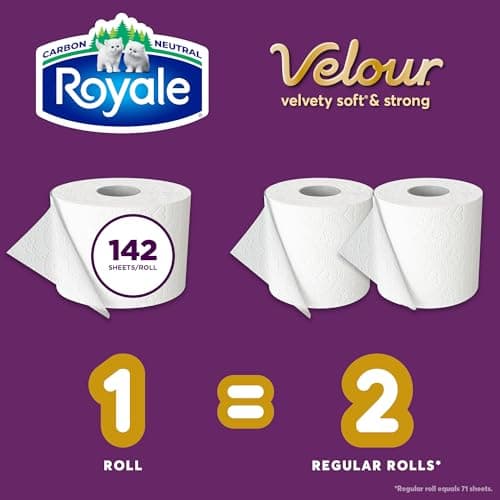 Royale Velour Toilet Paper, 12 Equal 24 Rolls, 142 Bathroom Tissues per roll — view 6