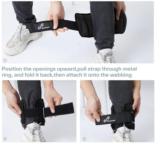 Sportneer Adjustable Ankle Weights Set - 1 Pair (2-10 lbs) Removable Sandbags for Women & Men, Comfortable Neoprene Leg Weights for Walking, Running, Pilates, Yoga, Home Workout & Physical Therapy — view 6