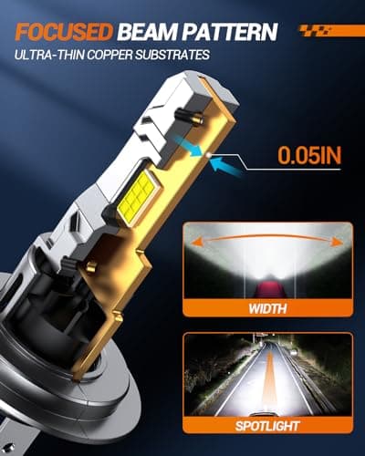 SEALIGHT 2026 Upgraded H7 LED Headlight Bulbs, 1:1 Design 50,000LM 900% Brighter H7 LED Bulbs, 6500K Cool White H7 Halogen Replacement, Plug and Play, Non-polarity, IP68 Waterproof, Pack of 2 — view 3
