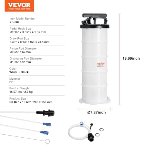 VEVOR Fluid Extractor, 1.74 Gallons (6.5 Liters), Manual Hand-Operated Oil Changer Vacuum Fluid Extractor with Dipstick and Hose, Oil Extractor Change Pump for Automotive Fluids Vacuum Evacuation — view 6