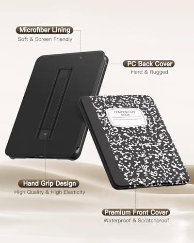 MoKo Case for New 7" Kindle Paperwhite(12th Gen 2024) and Kindle Colorsoft Signature Edition 2024, Lightweight Shell Cover with Hand Strap Auto Wake/Sleep for Kindle Paperwhite 2024, Notebook Black — view 4