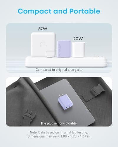 Anker iPhone Charger, 2-Pack 20W Fast USB C Charger Block, Type C Charger Fast Charging for iPhone 17/17 Pro Max/16 Series/iPad Pro and More (Purple, 2 Pack & 2 Cable) — view 4
