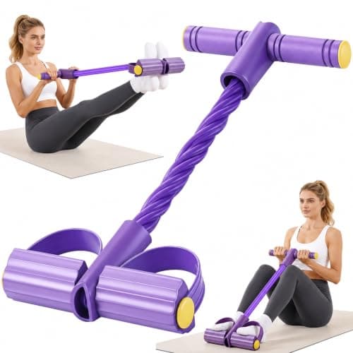 Upgraded Pedal Resistance Band with Handle, Soft Durable Fashion Puller Exercise with Thickened 6 Tension Ropes, Tube Pedal Resistance Device for Abdomen, Waist, Arm, Leg, Core/ABS (Purple)