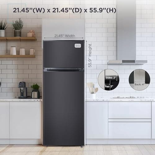 BLACK+DECKER 7.7 Cu. Ft. Top Mount Refrigerator with Freezer, 2 Door Fridge with Top Freezer and Mechanical Temperature Control, For Homes and Apartments, BDA77LAB, Black — view 6