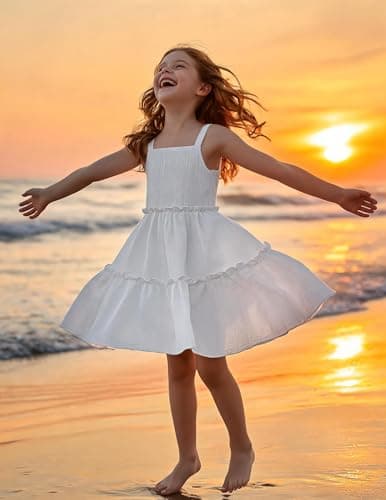 Arshiner Toddler Spaghetti Strap Dress White Summer Dress Summer Dresses Kids Beach Boho Sundresses 4t — view 3