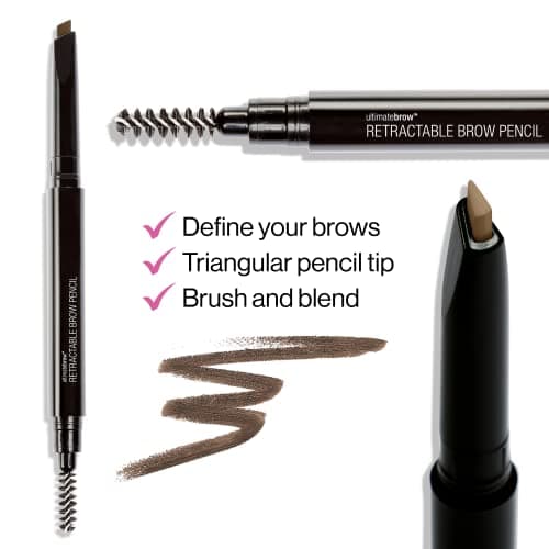 wet n wild Ultimate Eyebrow Retractable Definer Pencil, Dual-Sided, Fine Tip, Shapes, Defines, Fills Brows Makeup - Dark Brown