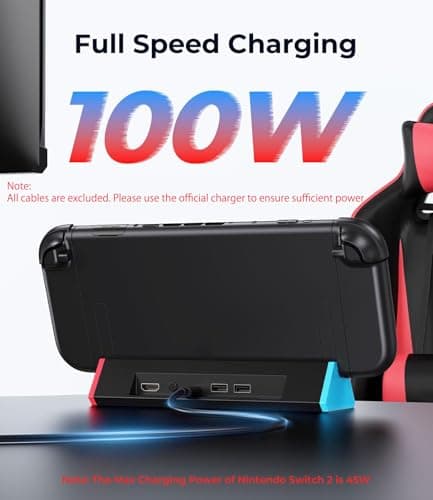 SIWIQU for Nintendo Switch 2 Dock Station, Portable TV Docking Station Replacement with 4K@120Hz HDMI Adapter/2 USB Port/Type C Port for Nintendo Switch 2 — view 3